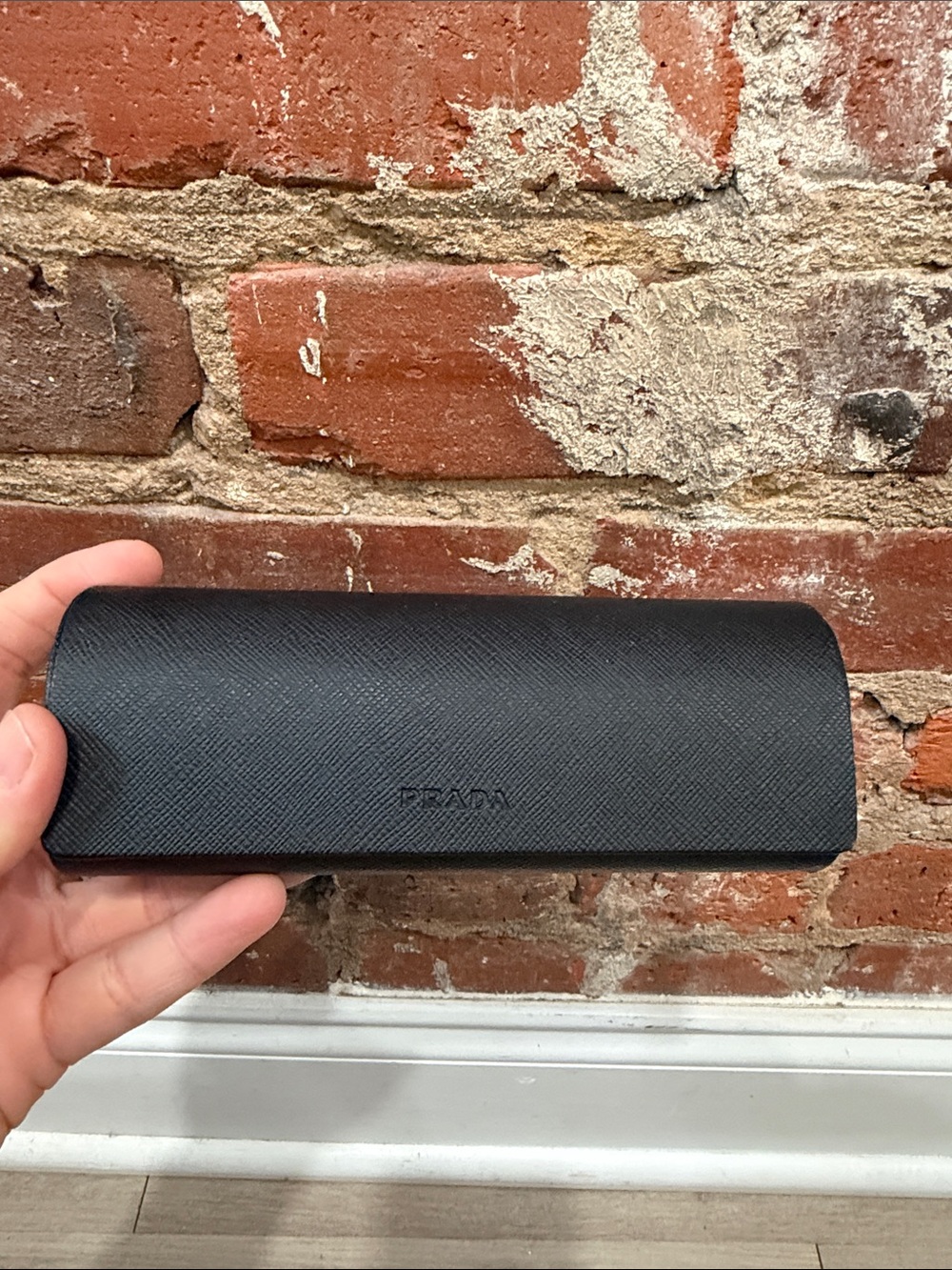 Prada Black Textured Leather Eyeglass Case w/ Cleaning Cloth